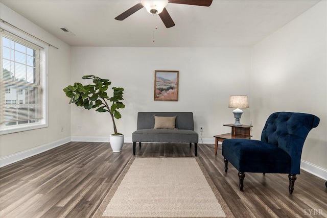 3600 Old Forest Rd Unit 107, Lynchburg, VA 24501 - living area with dark wood finished floors and ceiling fan
