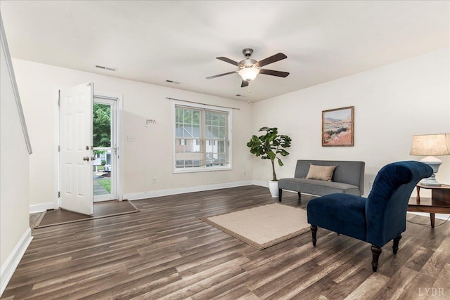 3600 Old Forest Rd Unit 107, Lynchburg, VA 24501 - living room with dark wood-type flooring and ceiling fan