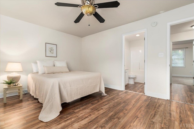 3600 Old Forest Rd Unit 107, Lynchburg, VA 24501 - bedroom with wood finished floors, ensuite bath, and a ceiling fan