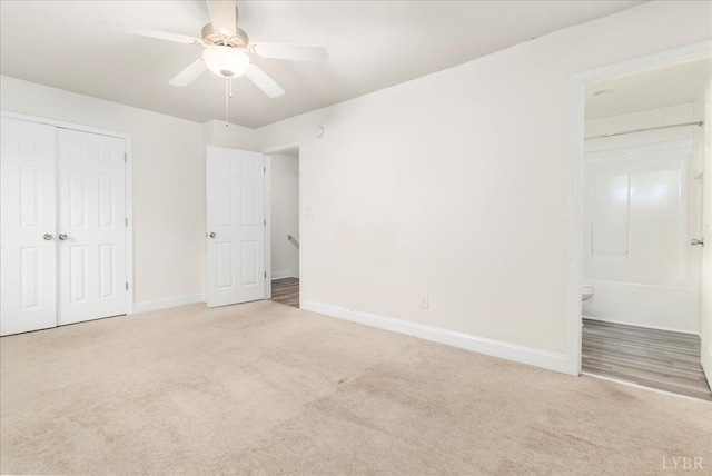 3600 Old Forest Rd Unit 107, Lynchburg, VA 24501 - unfurnished bedroom with carpet flooring, ensuite bathroom, a closet, and ceiling fan