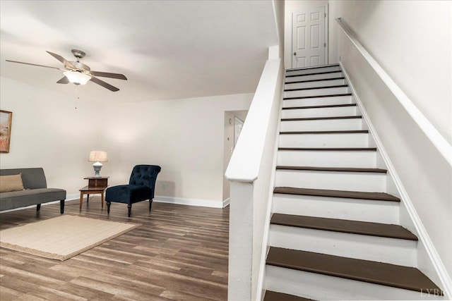 3600 Old Forest Rd Unit 107, Lynchburg, VA 24501 - stairs with a ceiling fan and wood finished floors