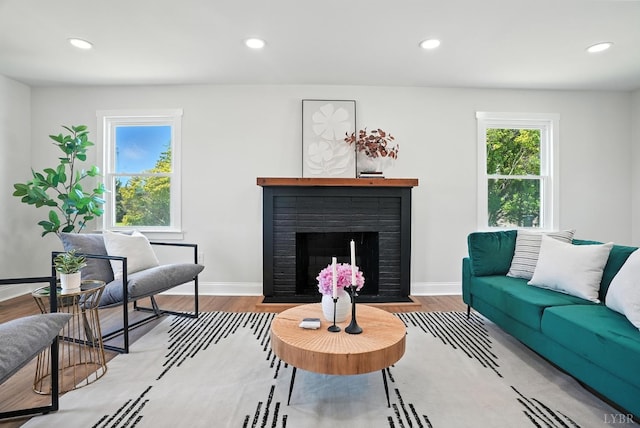 39 Lynview Dr, Lynchburg, VA 24502 - living area featuring recessed lighting, a fireplace, and wood finished floors