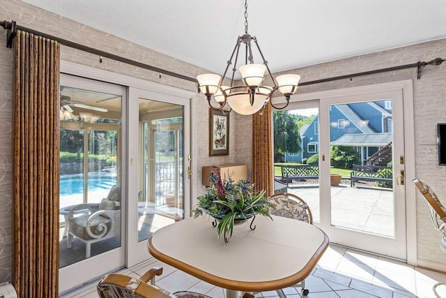 112 Haines Point Ter, Forest, VA 24551 - dining room featuring tile patterned flooring, a chandelier, and a ceiling fan