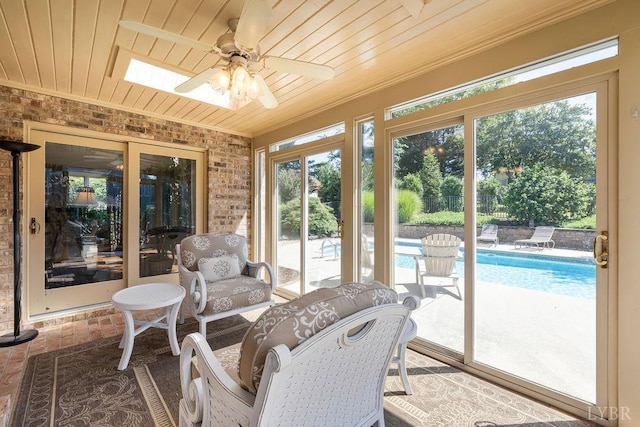 112 Haines Point Ter, Forest, VA 24551 - sunroom featuring a ceiling fan, healthy amount of natural light, and a skylight