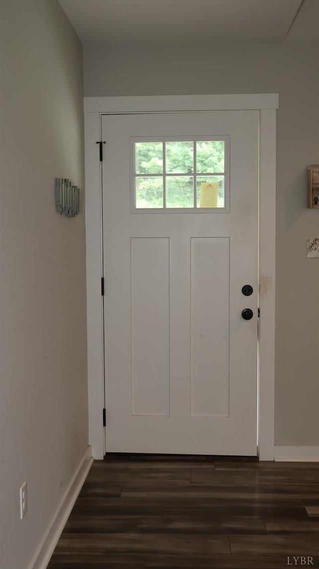 863 Winfall Rd, Gladys, VA 24554 - doorway featuring dark wood-style flooring and baseboards