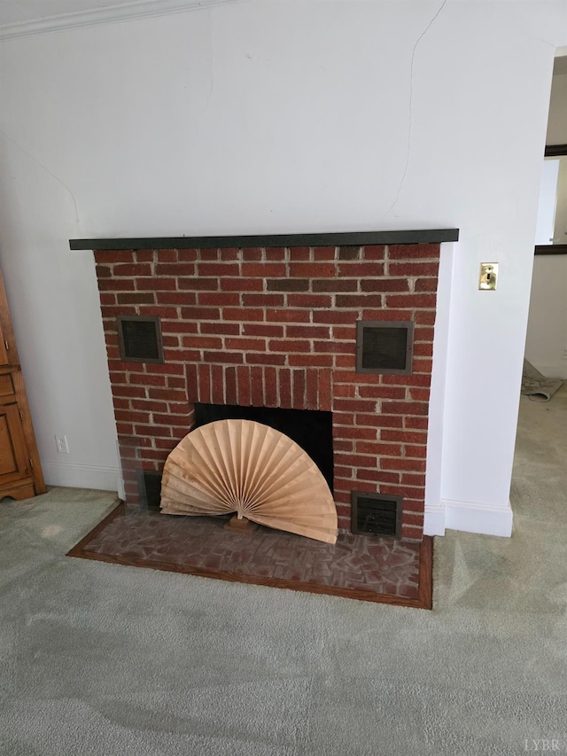 2224 Wildway Rd, Appomattox, VA 24522 - detailed view of a brick fireplace and carpet