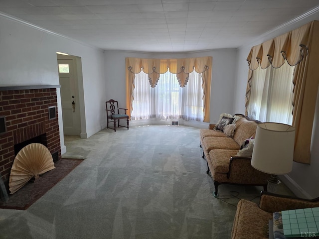 2224 Wildway Rd, Appomattox, VA 24522 - carpeted living room with a fireplace