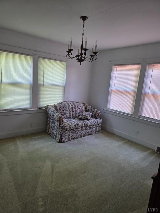 2224 Wildway Rd, Appomattox, VA 24522 - living area with a chandelier and carpet floors