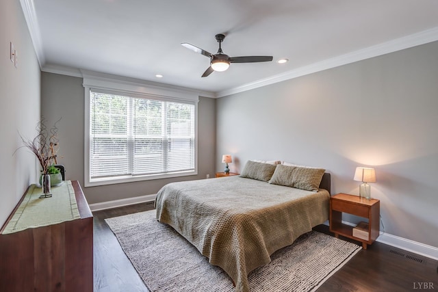 1659 Helmsdale Dr, Forest, VA 24551 - bedroom featuring crown molding, wood finished floors, recessed lighting, and a ceiling fan