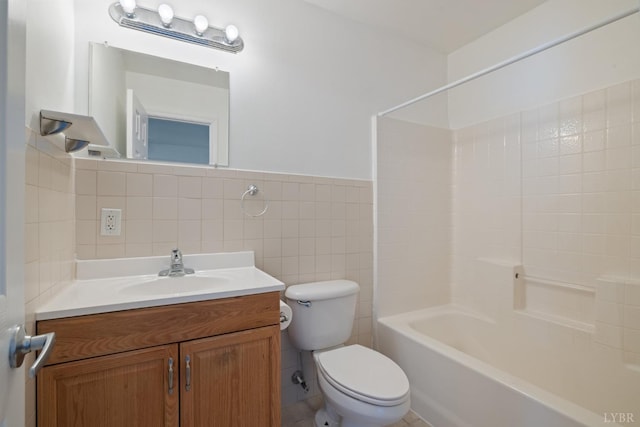 2398 Azalea Garden Rd, Norfolk, VA 23513 - full bath featuring vanity, shower / tub combination, tile walls, and a wainscoted wall