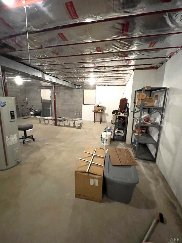 1102 Smith St, Bedford, VA 24523 - unfinished below grade area with electric water heater