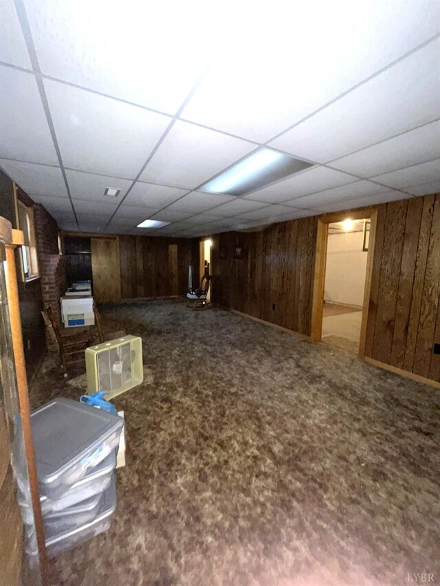 1102 Smith St, Bedford, VA 24523 - finished basement with wooden walls and a paneled ceiling