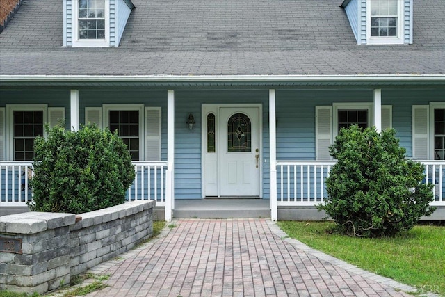 702 Kings Rd, Lynchburg, VA 24502 - doorway to property with a porch and roof with shingles