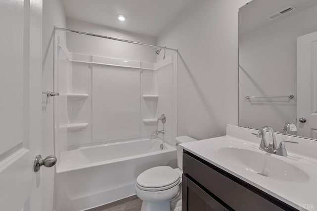 45 Levi Ln, Lynchburg, VA 24502 - full bathroom featuring vanity, shower / washtub combination, recessed lighting, and wood finished floors
