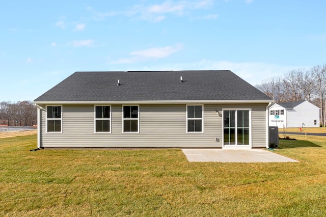 45 Levi Ln, Lynchburg, VA 24502 - rear view of property featuring a patio, a lawn, and a shingled roof