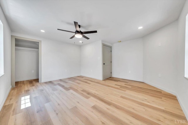 614 7th St, Lynchburg, VA 24504 - unfurnished bedroom featuring light wood-type flooring, recessed lighting, and ceiling fan