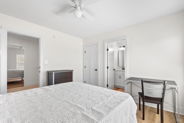 1600 Wards Fry Unit 1302, Lynchburg, VA 24502 - bedroom with light wood-style floors, connected bathroom, and ceiling fan