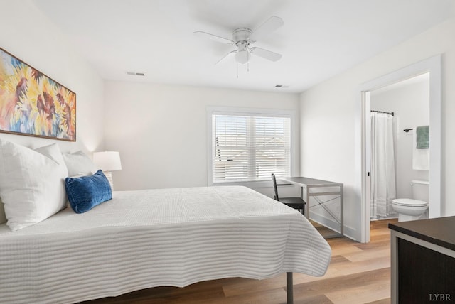 1600 Wards Fry Unit 1302, Lynchburg, VA 24502 - bedroom with wood finished floors, ensuite bathroom, and ceiling fan