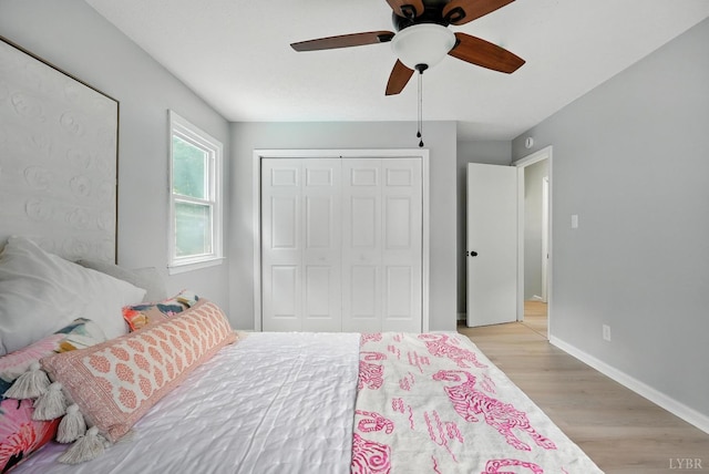 2824 Hawkins Mill Rd, Lynchburg, VA 24502 - bedroom with light wood-style floors, a closet, and ceiling fan