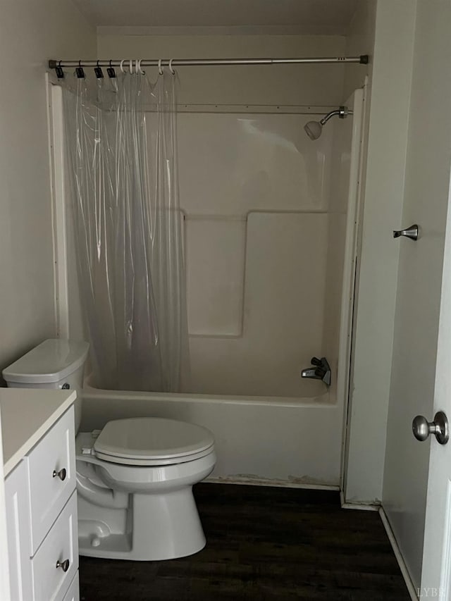 12440 E Gretna Rd, Gretna, VA 24557 - bathroom featuring vanity, shower / bath combo with shower curtain, and wood finished floors