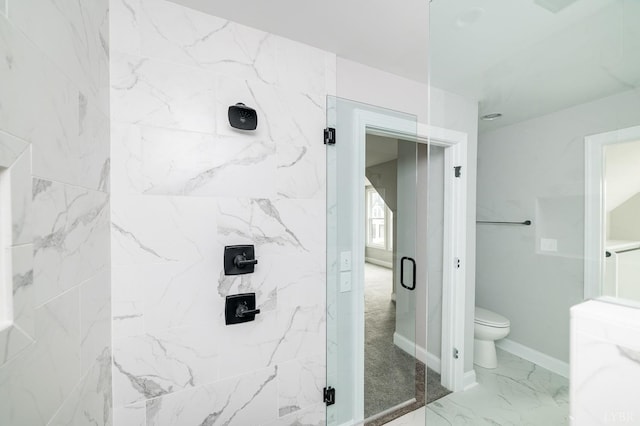 87 S Westyn Loop, Forest, VA 24551 - bathroom with a marble finish shower, marble finish flooring, and washer / dryer