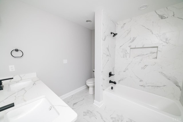 87 S Westyn Loop, Forest, VA 24551 - full bathroom featuring shower / washtub combination, marble look tile flooring, and double vanity