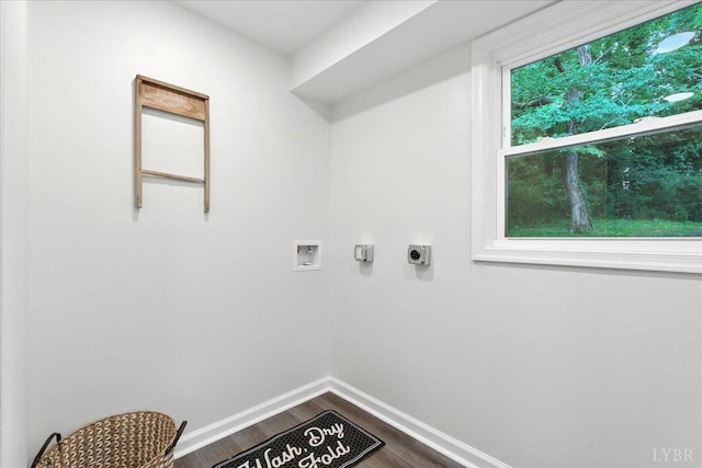 121 Brooke St, Brookneal, VA 24528 - washroom with washer hookup, dark wood finished floors, and electric dryer hookup