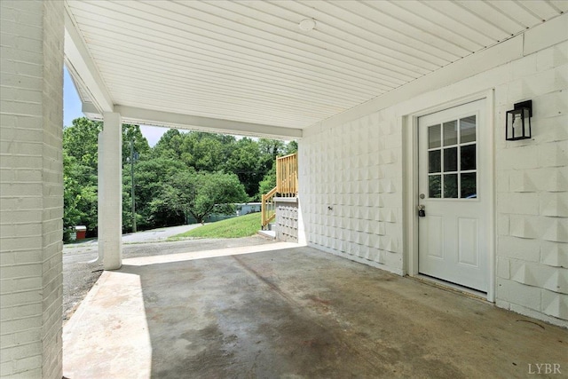 121 Brooke St, Brookneal, VA 24528 - view of patio featuring an attached carport