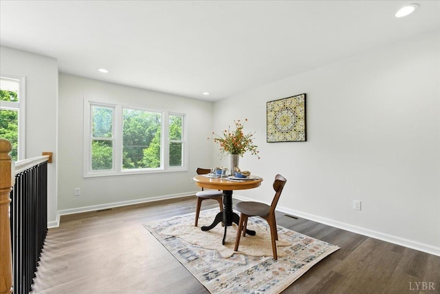 121 Brooke St, Brookneal, VA 24528 - dining area with plenty of natural light, wood finished floors, and recessed lighting