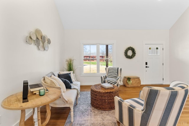 7 Hickory Cove Ln, Moneta, VA 24121 - living area with wood finished floors and vaulted ceiling