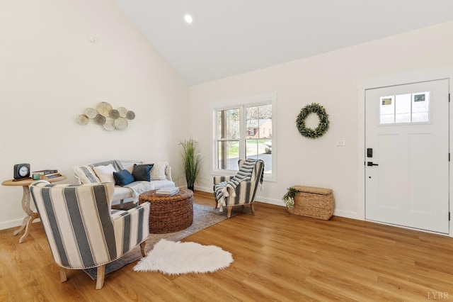 7 Hickory Cove Ln, Moneta, VA 24121 - living area featuring light wood-style flooring and high vaulted ceiling