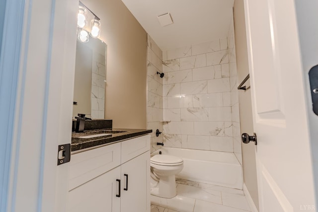 109 Tosh Ln, Goodview, VA 24095 - full bath featuring marble look tiles, vanity, and bathing tub / shower combination