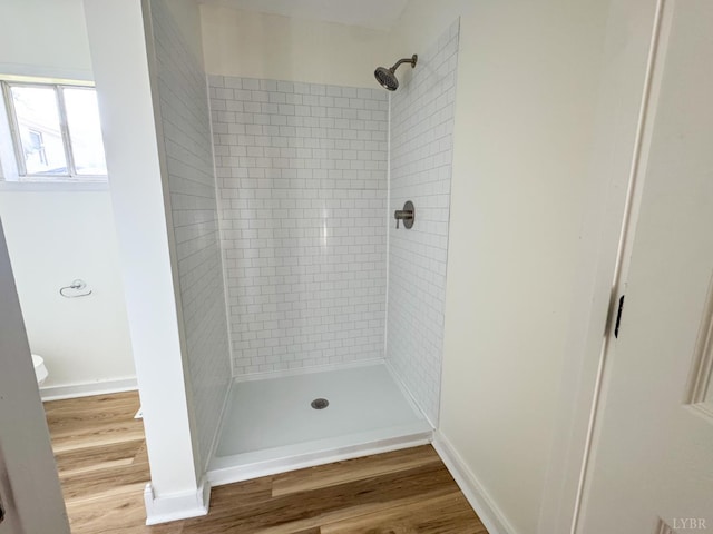 110 3rd St, Madison Heights, VA 24572 - full bath featuring a tile shower and wood finished floors
