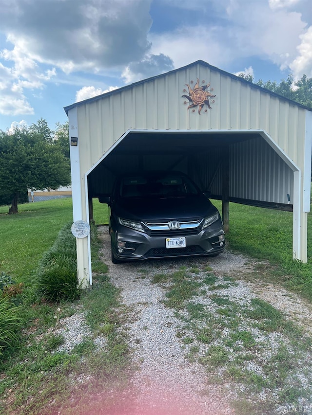 3200 Pocket Rd, Hurt, VA 24563 - view of vehicle parking with dirt driveway and a carport