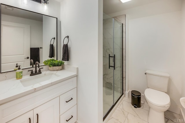 336 Somerset Dr, Appomattox, VA 24522 - bathroom with marble look tile flooring, vanity, and a stall shower