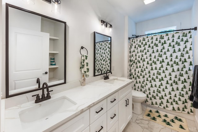 336 Somerset Dr, Appomattox, VA 24522 - full bath featuring double vanity, a shower with curtain, and marble look tiles