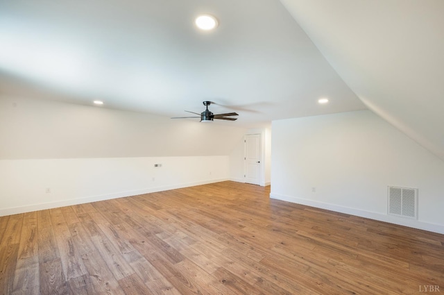 336 Somerset Dr, Appomattox, VA 24522 - additional living space with vaulted ceiling, ceiling fan, light wood finished floors, and recessed lighting
