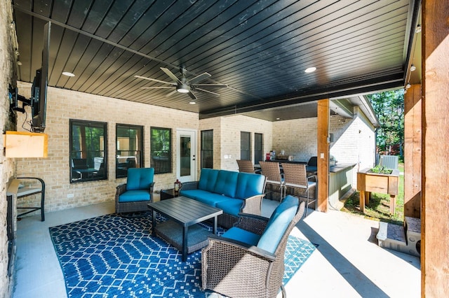 336 Somerset Dr, Appomattox, VA 24522 - view of patio with outdoor lounge area, ceiling fan, and a grill