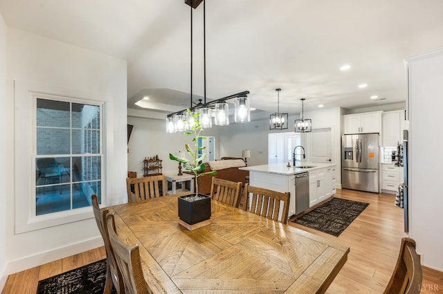 336 Somerset Dr, Appomattox, VA 24522 - dining area featuring recessed lighting, light wood-style floors, and a chandelier