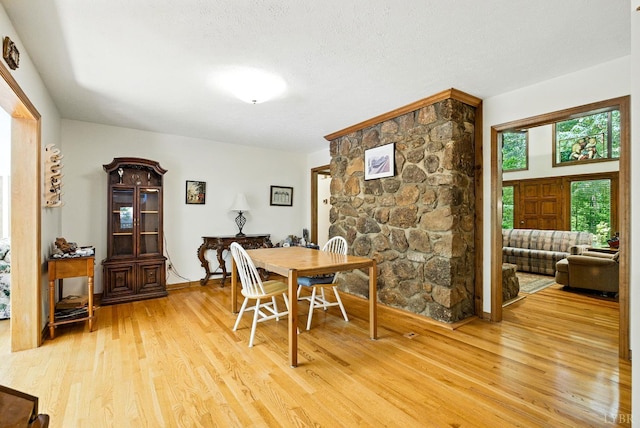 239 Briarcliff Ln, Madison Heights, VA 24572 - dining area with light wood-type flooring and a textured ceiling