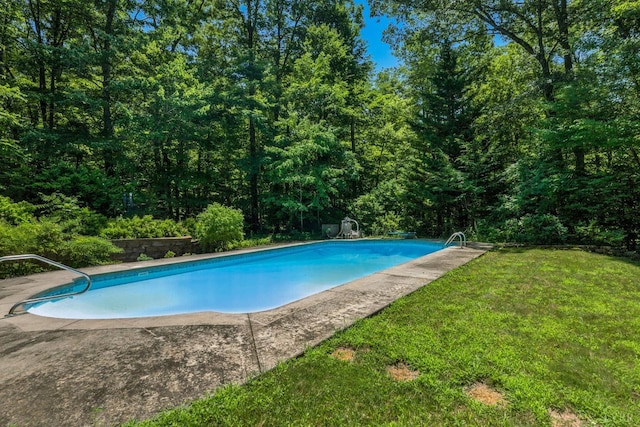 239 Briarcliff Ln, Madison Heights, VA 24572 - swimming pool with a yard and a forest view