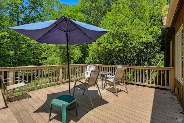 239 Briarcliff Ln, Madison Heights, VA 24572 - wooden terrace with outdoor dining area