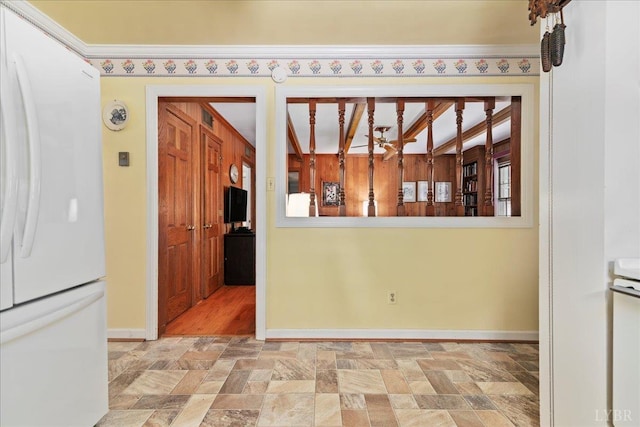 126 Arrowhead, Lynchburg, VA 24502 - kitchen featuring freestanding refrigerator and stone finish floors