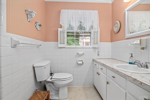 126 Arrowhead, Lynchburg, VA 24502 - bathroom with vanity, tile walls, tile patterned floors, and a wainscoted wall