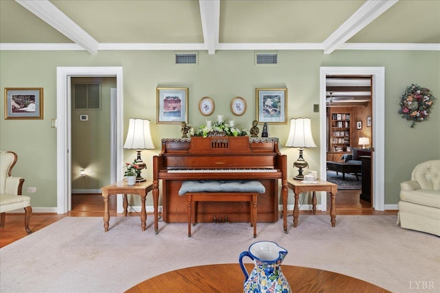 126 Arrowhead, Lynchburg, VA 24502 - living area with beamed ceiling, crown molding, and wood finished floors