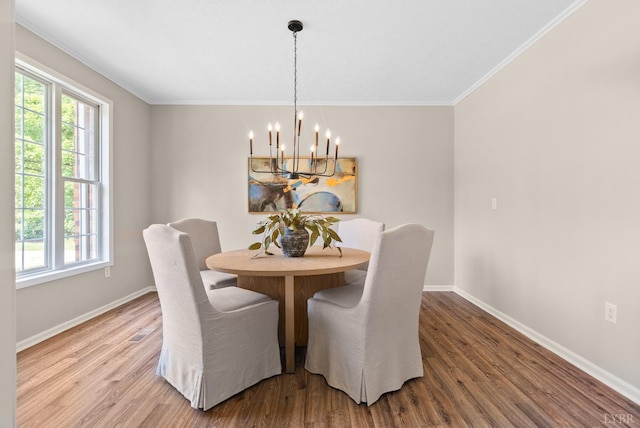 1505 Chestnut Grove Rd, Appomattox, VA 24522 - dining area with a chandelier, healthy amount of natural light, wood finished floors, and ornamental molding