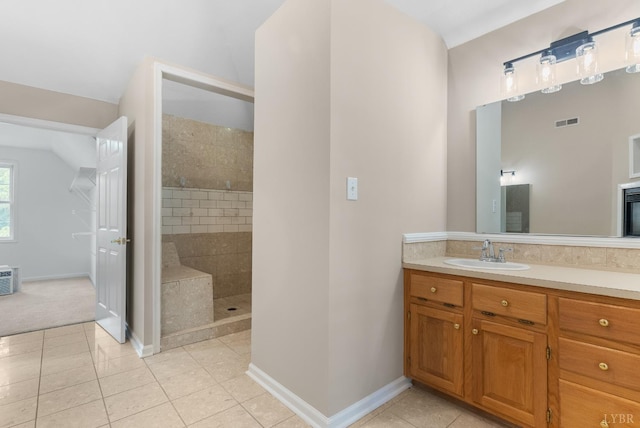 1505 Chestnut Grove Rd, Appomattox, VA 24522 - bathroom with walk in shower, vanity, and tile patterned floors