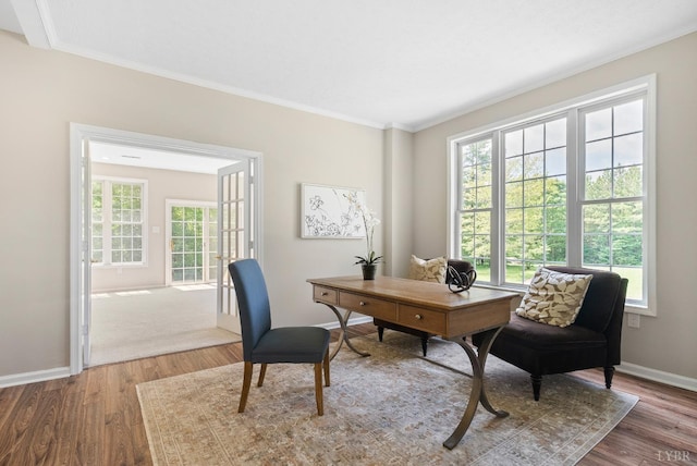 1505 Chestnut Grove Rd, Appomattox, VA 24522 - office area with wood finished floors, plenty of natural light, and ornamental molding