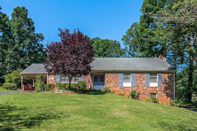 201 Windsor Rd, Lynchburg, VA 24502 - view of front of house with a front lawn, a chimney, and brick siding