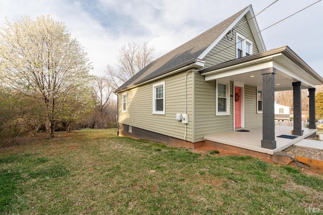 3040 Forest Hills Cir, Lynchburg, VA 24501 - view of property exterior with a porch, a yard, and a shingled roof